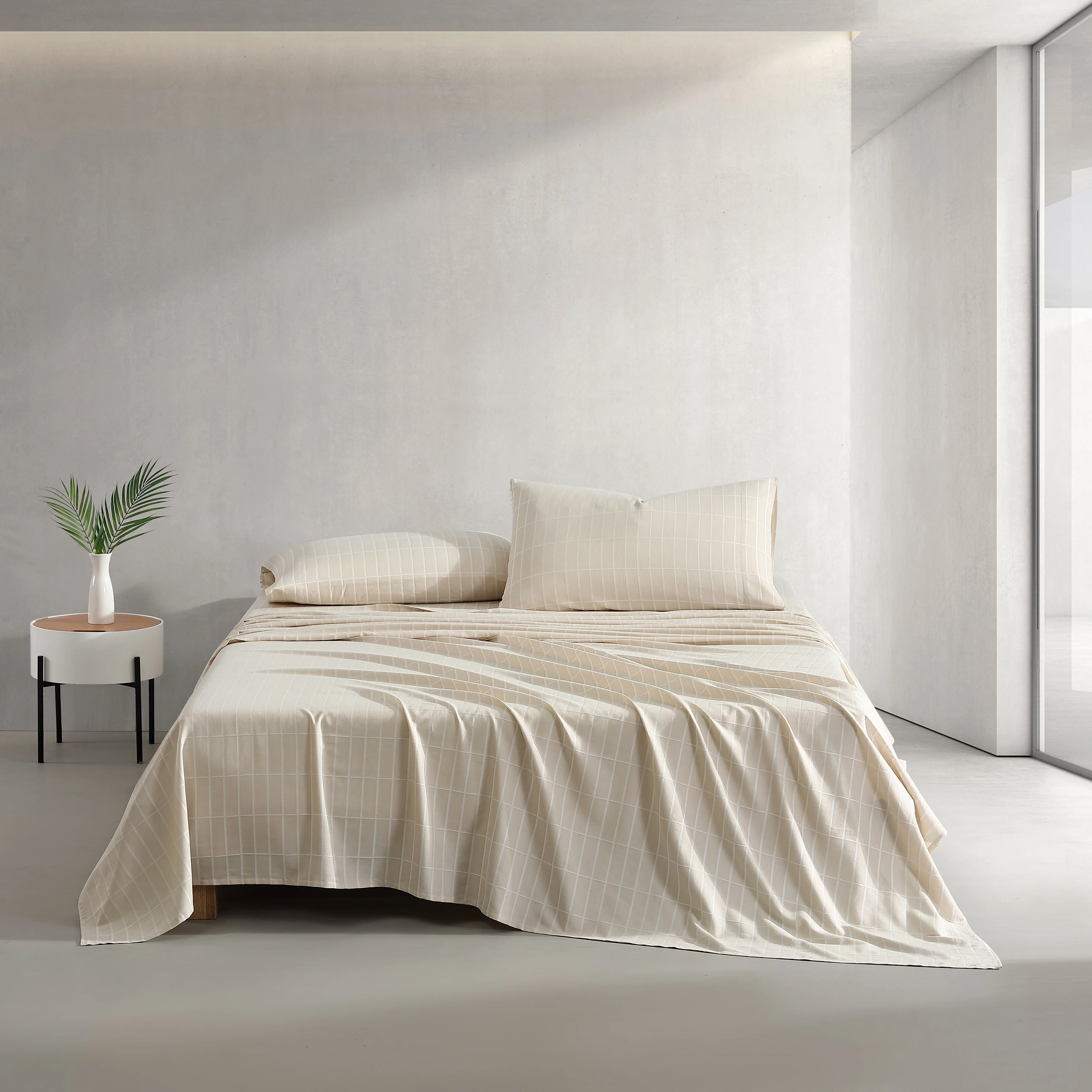 Marimekko Pieni Tiiliskivi Open Light Beige Queen Sheet Set