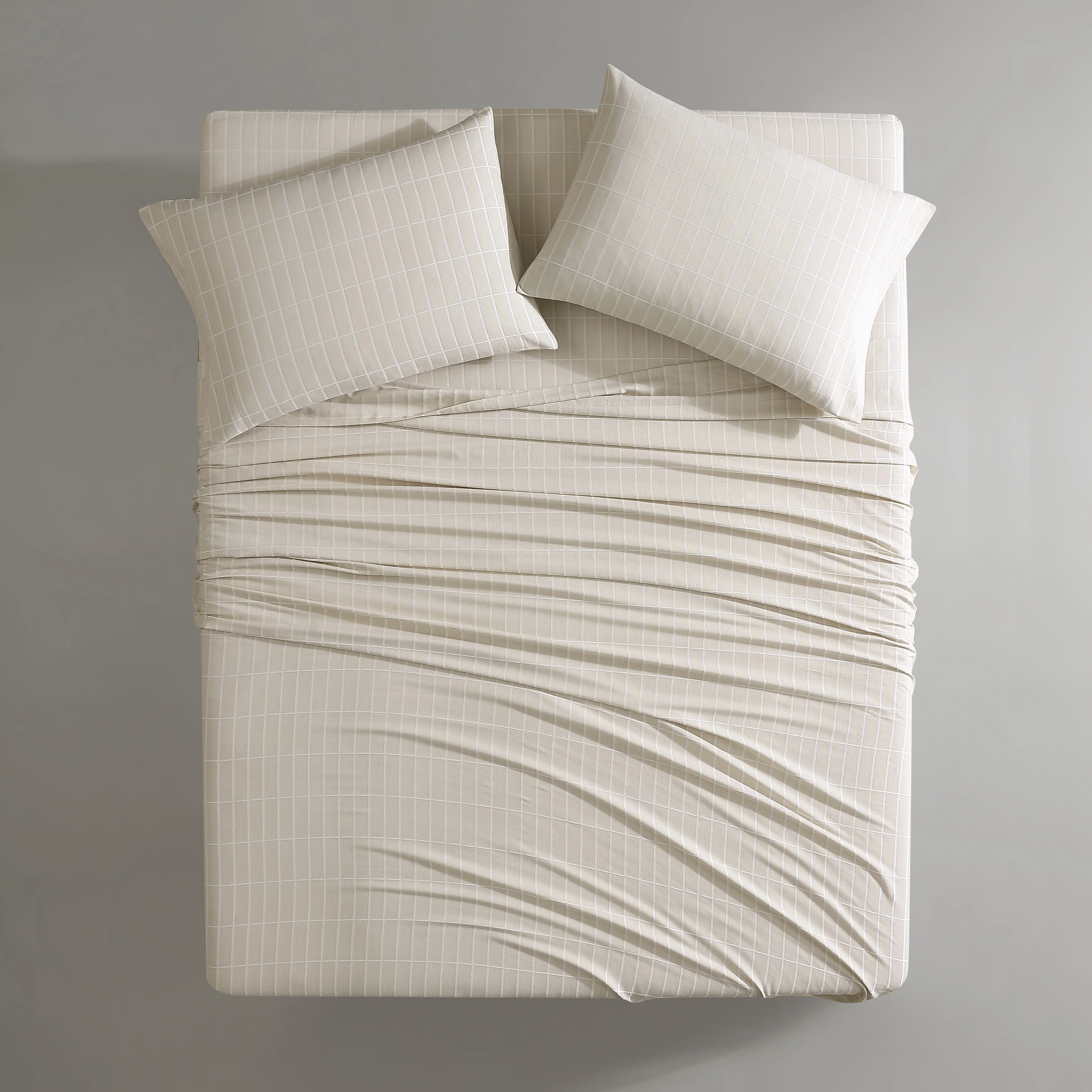 Marimekko Pieni Tiiliskivi Open Light Beige Queen Sheet Set - Image 3