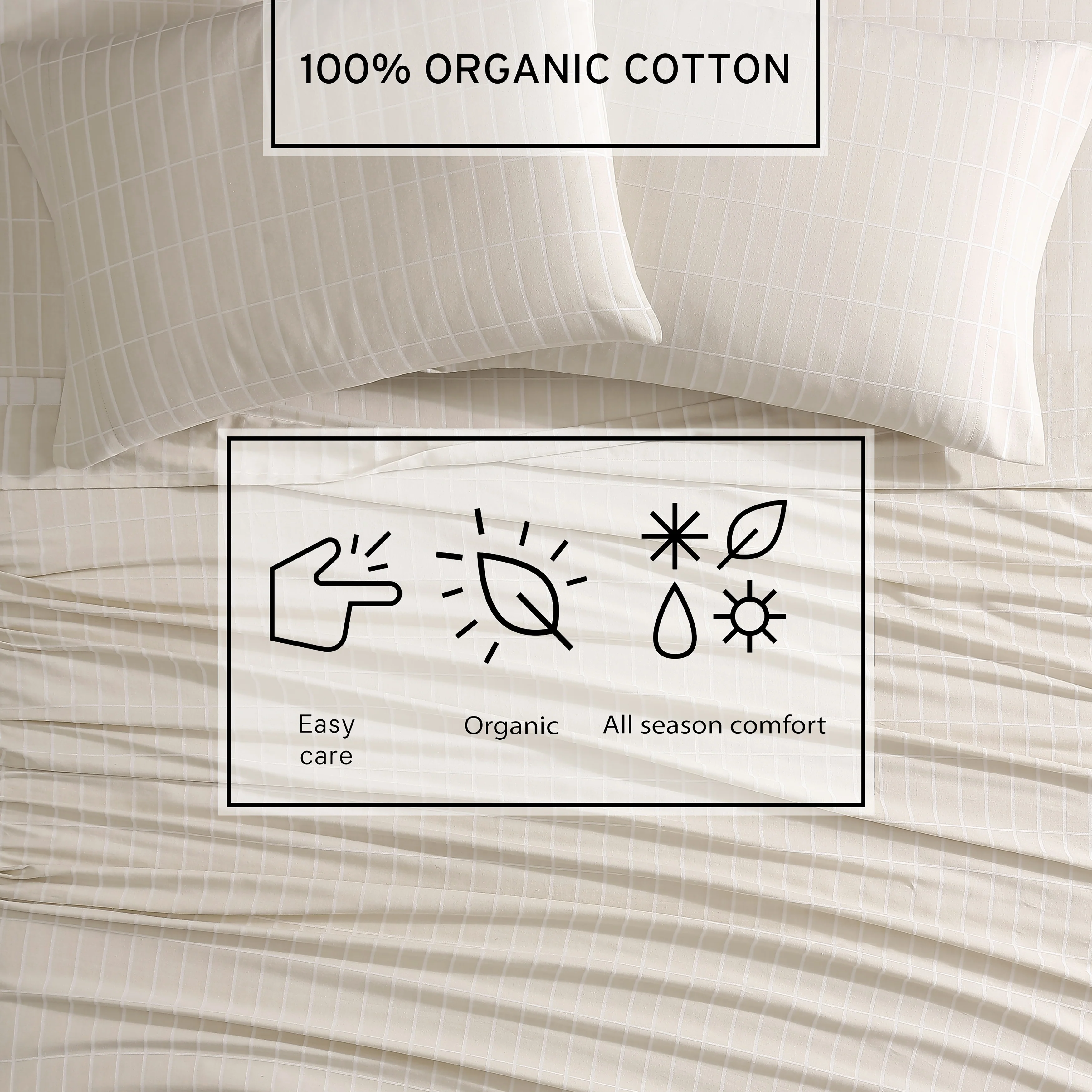 Marimekko Pieni Tiiliskivi Open Light Beige Queen Sheet Set - Image 5